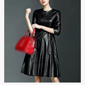 Lei Meng Five Cats  Faux leather Dress. NWT